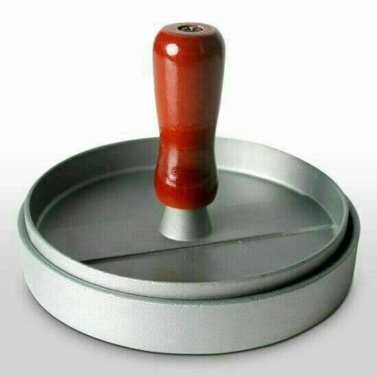 🍔 مكبس برجر معدني بيد خشب – لتحضير برجر بيتي صحي ومتساوي بكل سهولة ❤️ 