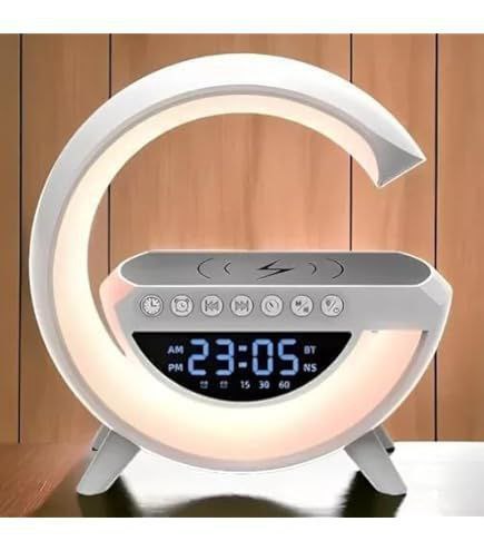 أباجورة وناسة ليد حرف G الذكية – إضاءة RGB + مكبر صوت بلوتوث + شاحن لاسلكي