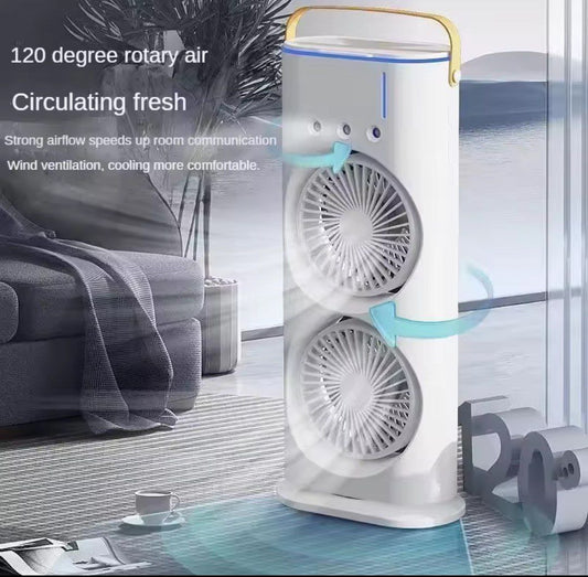 مروحة تبريد متنقلة ببطارية قابلة للشحن + خزان مياه + إضاءة LED