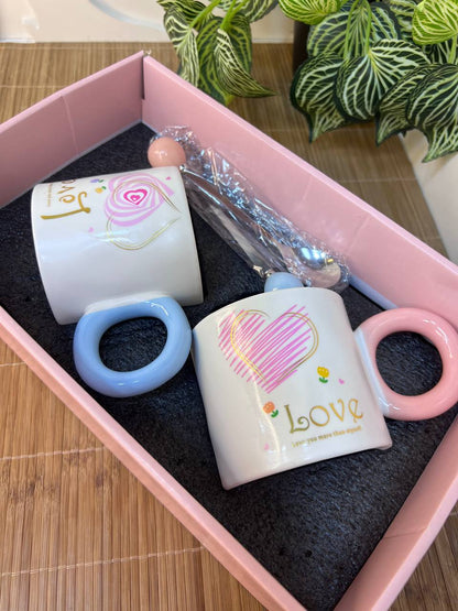 طقم مجات بورسلين للكابلز – 4 قطع فاخرة مع معالق