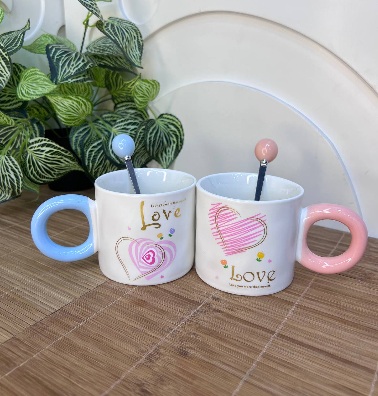 طقم مجات بورسلين للكابلز – 4 قطع فاخرة مع معالق