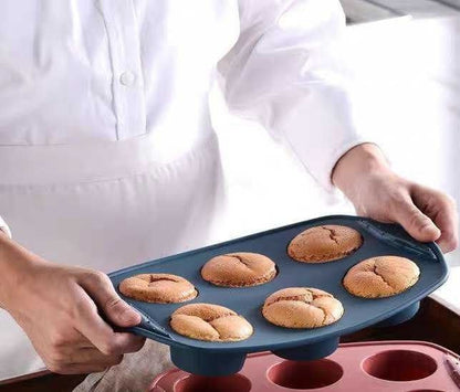 🧁 قالب كب كيك سيليكون حراري 6 عين – تصميم عصري وجودة أوروبية