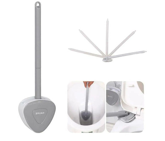 🚽 فرشاة مرحاض مع حامل – تصميم مثلث سيليكون للتنظيف العميق