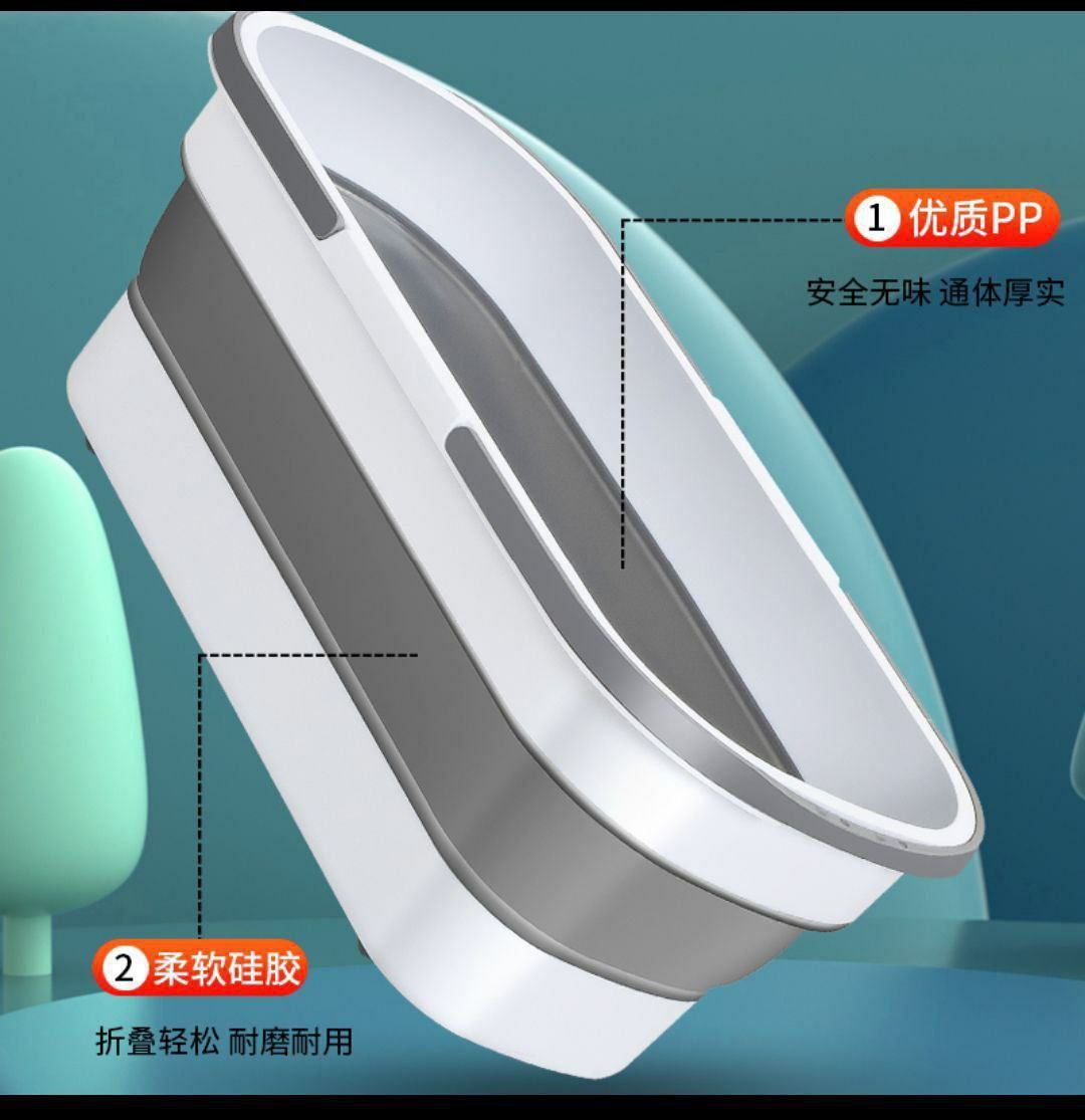 جردل سيليكون قابل للطي – تصميم مستطيل عملي بحجم 55×25 سم 🧼🪣 