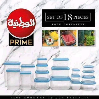 طقم علب التلاجة الوطنية – 18 قطعة متعددة الأحجام 