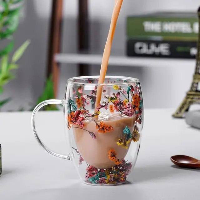 ☕ مج بايركس دبل – ورد مجفف أو نجوم جليتر | تصميم فاخر وعزل حراري مزدوج 💐✨ 