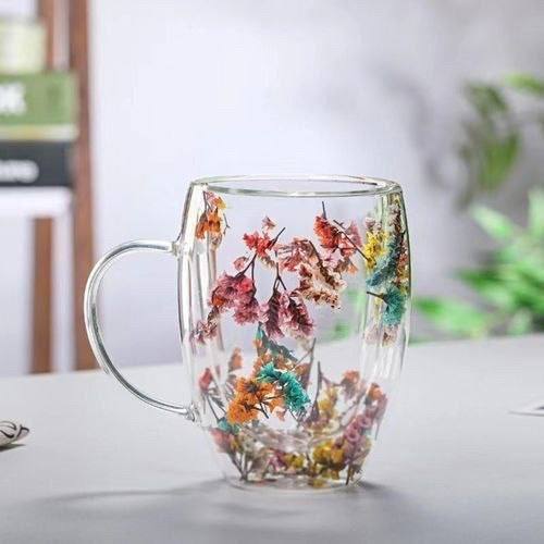☕ مج بايركس دبل – ورد مجفف أو نجوم جليتر | تصميم فاخر وعزل حراري مزدوج 💐✨ 