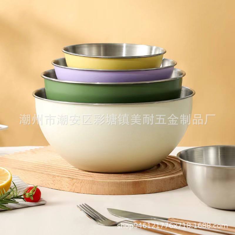 🍽️ طقم بولات عجان استانلس – 4 قطع ألوان ميكس