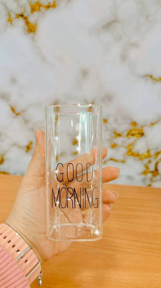 ☕ كوب الكابتشينو “GOOD MORNING” – زجاج بايركس مستورد سعة 400 مل 😍 