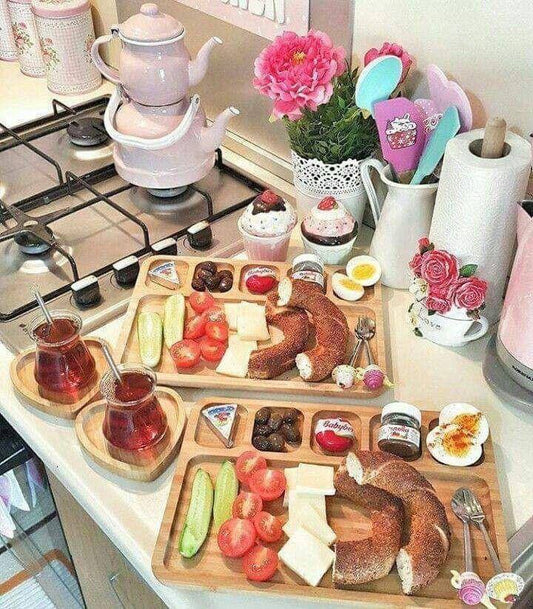 أورديف وسرفيس تقديم خشب ♥ مقسم 5 خانات + 5 كوستر هدية | شكل شيك وخامة ممتازة 🪵🍽️ 