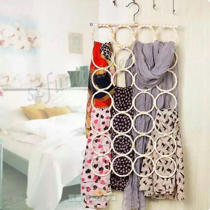 🧣 The 28-Eye Scarf Hanger – The Genius Solution to Organize Your Closet!