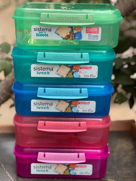 لانش بوكس Sistema بسعة 1.65 لتر مع علبة صوص – تنظيم مثالي لوجبتك أينما كنت 🍱✨