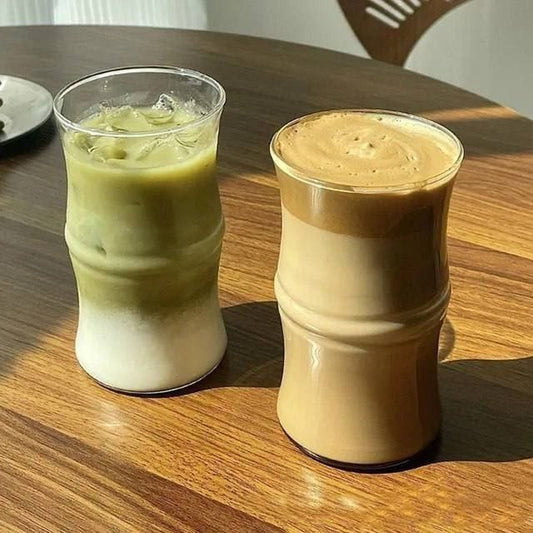 🥤 كوب زجاج زجزاج مضلع – شكل عصري وخامة حرارية مستوردة ❤️ 