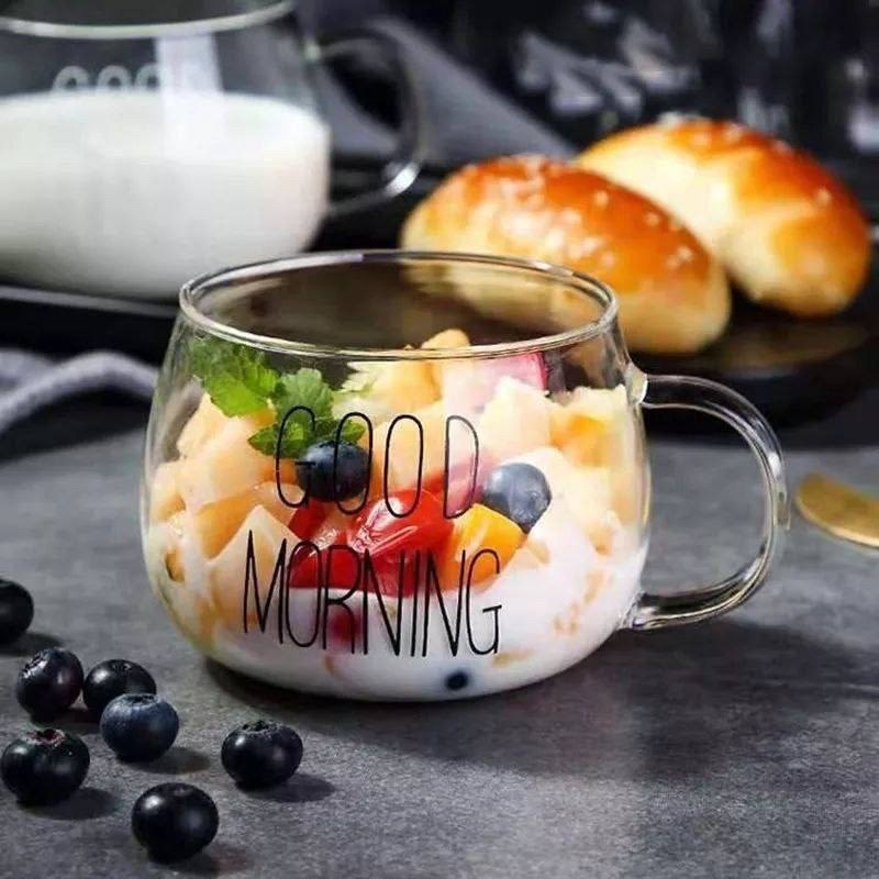 ☕ مج الكابتشينو “GOOD MORNING” – زجاج بايركس حراري مستورد بسعة 400 مل 😍 