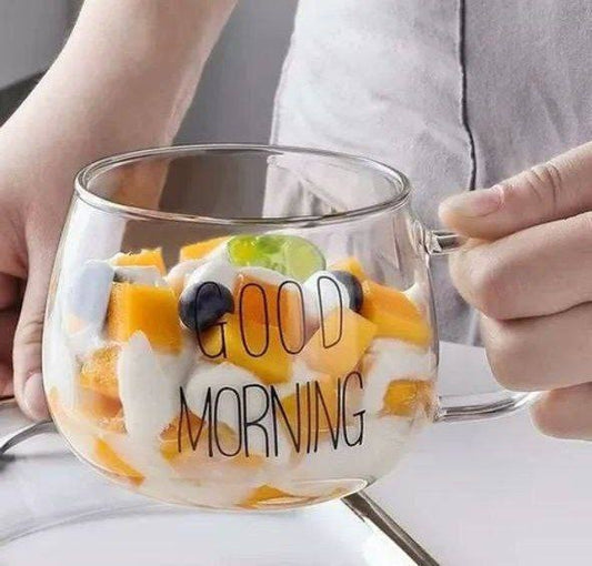 ☕ مج الكابتشينو “GOOD MORNING” – زجاج بايركس حراري مستورد بسعة 400 مل 😍 