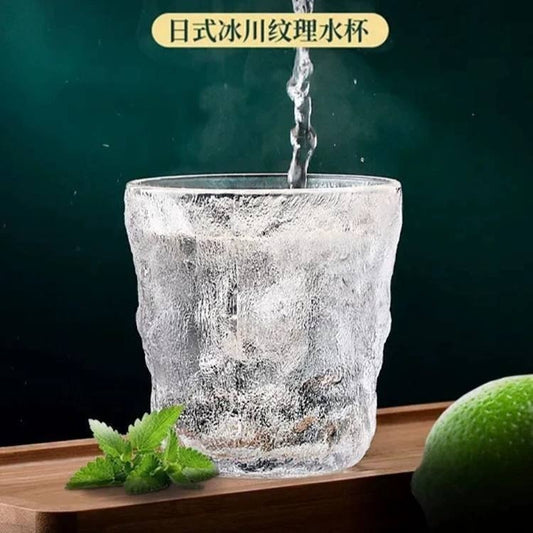 🥃 كوب صخري زجاج شفاف   ✨ 