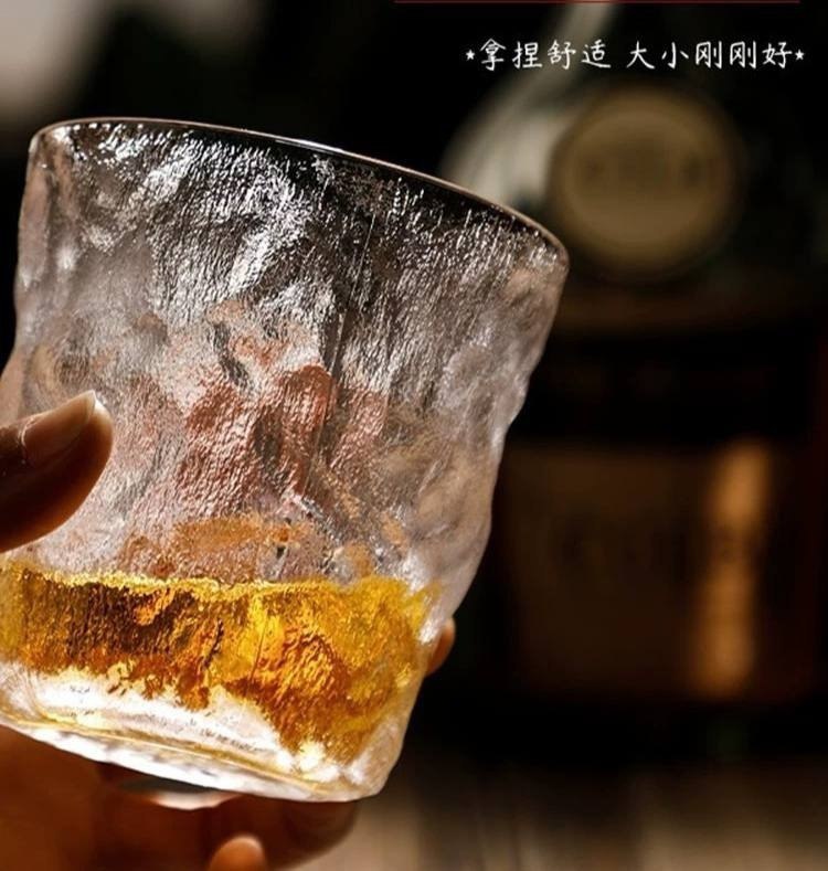 🥃 كوب صخري زجاج شفاف   ✨ 