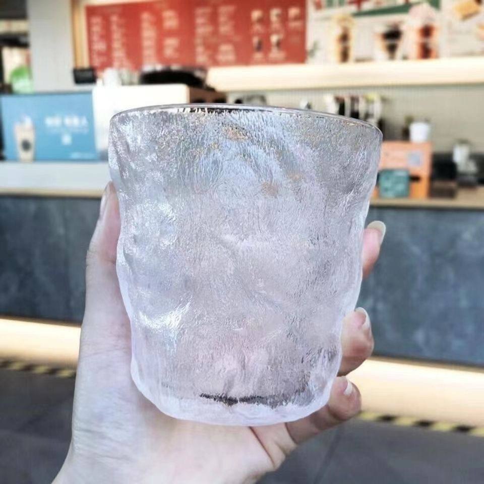 🥃 كوب صخري زجاج شفاف   ✨ 