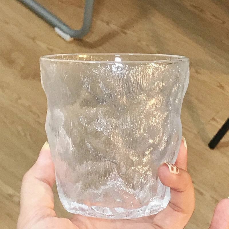🥃 كوب صخري زجاج شفاف   ✨ 