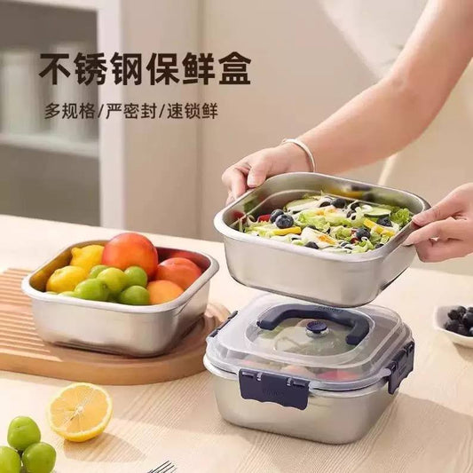 علبة حفظ طعام صاج بغطاء محكم – 1 لتر 🍱✨