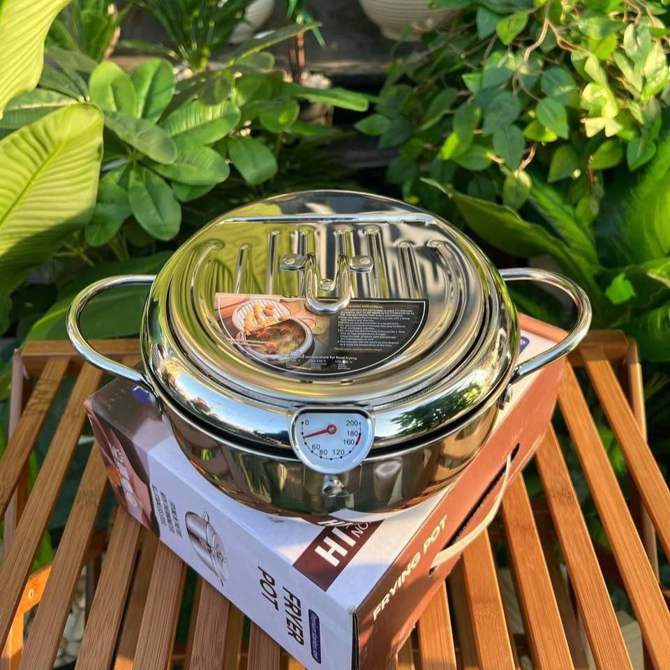 🍟 حلة التحمير الاستنلس مع ميزان حرارة – سر القرمشة المظبوطة