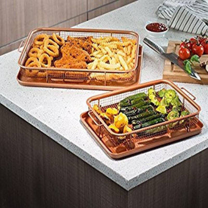 🍟 صينية تحمير مستطيلة بصفاية 2*1 – البديل الأمثل للأير فراير