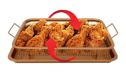 🍟 صينية تحمير مستطيلة بصفاية 2*1 – البديل الأمثل للأير فراير