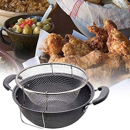حلة تحمير جرانيت 💫 – مع باسكت شبك وغطاء زجاجي حراري | مقاس 26 سم 🥘🍟 
