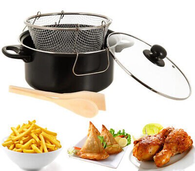 حلة تحمير جرانيت 💫 – مع باسكت شبك وغطاء زجاجي حراري | مقاس 26 سم 🥘🍟 