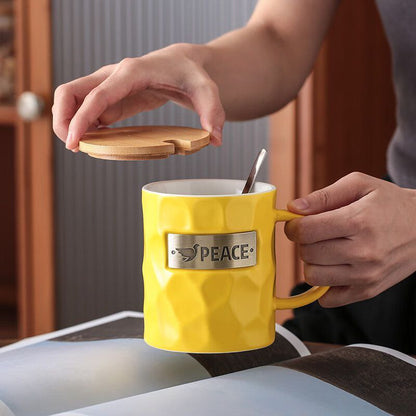 مج بورسلين SUNNY الفاخر بغطاء ومعلقة – تصميم مثالي للهدايا