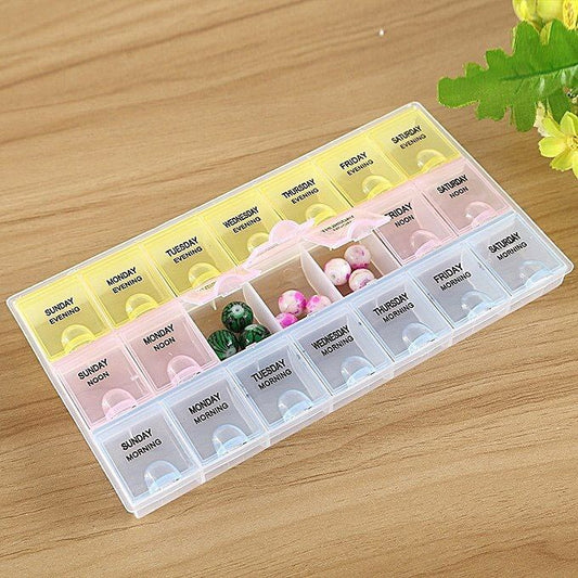 🏷️ منظم أدوية أسبوعي – مقسم لـ 4 أسابيع | حجم عملي 25×15 سم 💊📆 