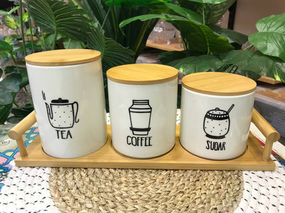🎊 طقم كوفي – تصميم فاخر ☕ خامة بورسلين × بامبو = شياكة عملية تدوم