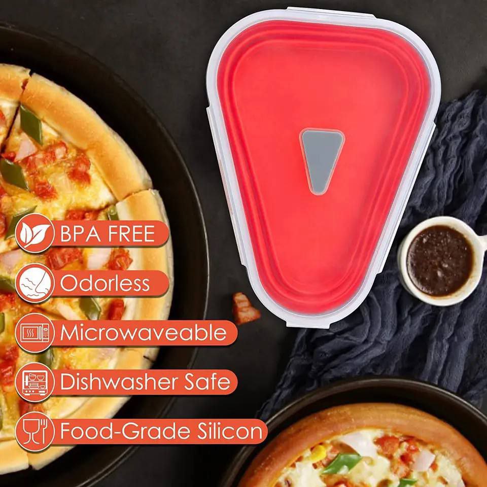 علبة حفظ البيتزا السيليكون 🍕 – 5 دور | بغطاء محكم الغلق | تدخل المايكرويف ❤️ 