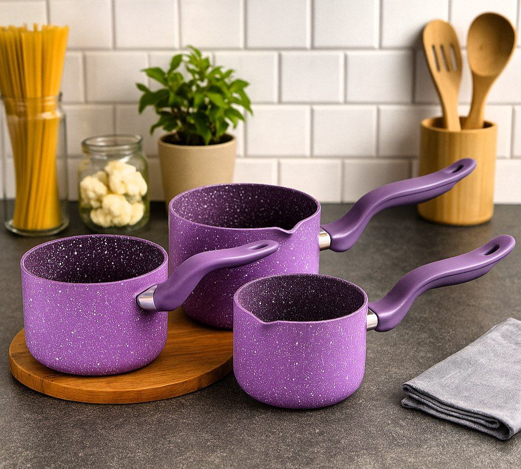 طقم كسرولة جرانيت تركي فاخر – أناقة الموف وجودة الطهي