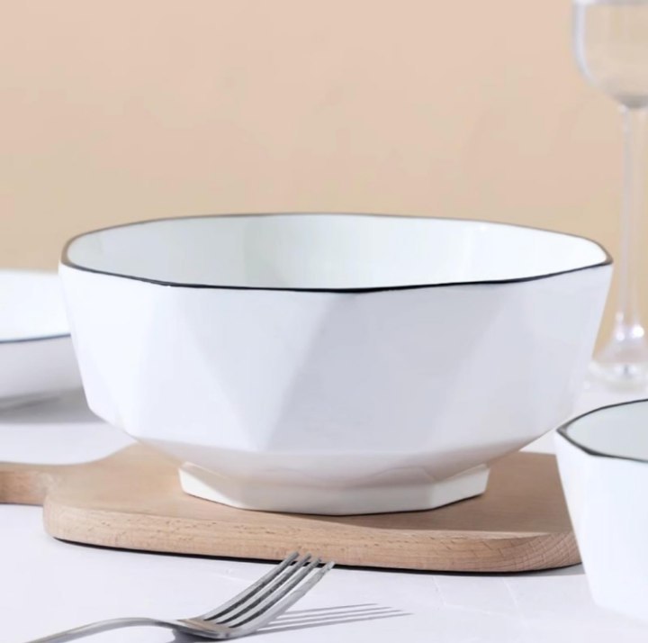 🍽️ بولات بورسلين فرداني مضلع – تصميم أنيق على طريقة
