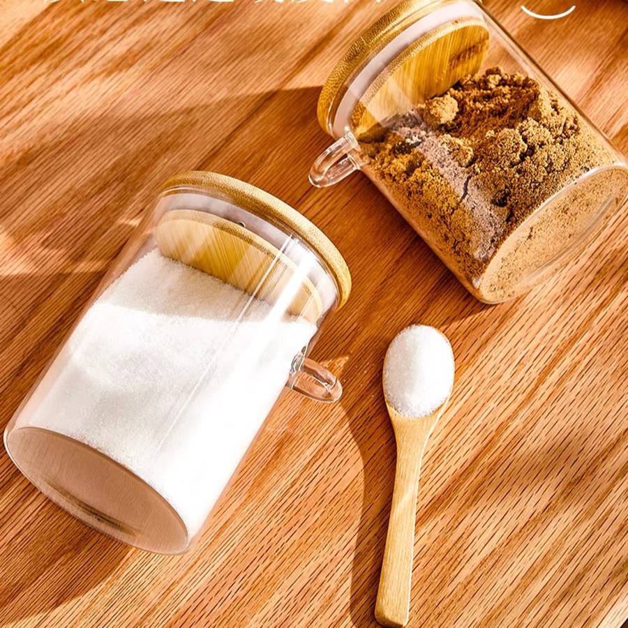 🏷️ برطمان توابل زجاج كريستال بغطاء بامبو + معلقة مدمجة | متوفر بـ3 سعات ✨🌿 