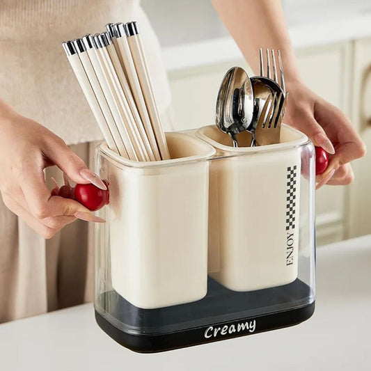 🍴 صفاية المعالق المزدوجة من Creamy – أناقة وتنظيم في مطبخك!