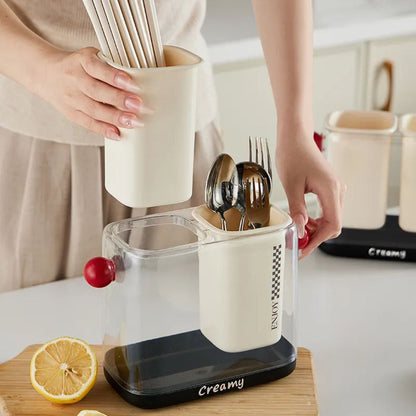 🍴 صفاية المعالق المزدوجة من Creamy – أناقة وتنظيم في مطبخك!