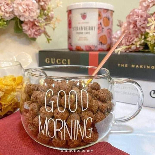 مج "GOOD MORNING" بومبيه – بايركس حراري مستورد بحجم كبير 400 مل