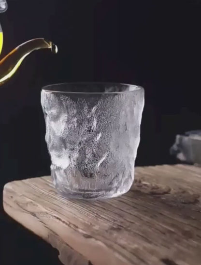 🥃 كوب صخري زجاج شفاف   ✨